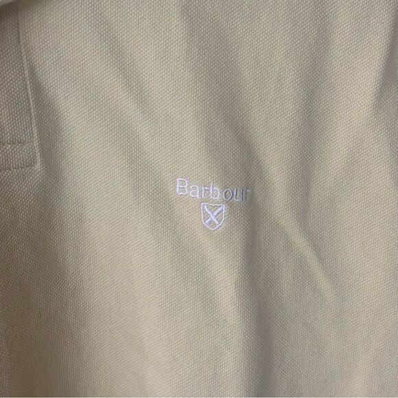 Barbour Light Yellow Polo Shirt with Blue Accents Finkle Polo size XXL - Picture 4 of 8
